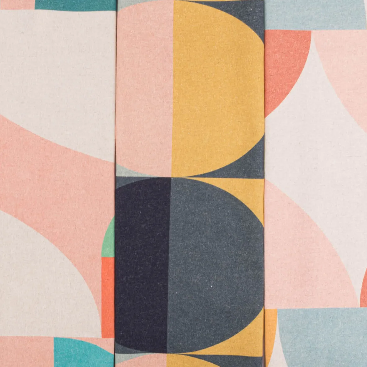 Geschirrtuch Shapes Digitaldruck aus Leinen-Mischgewebe rosa bunt 50x70cm
