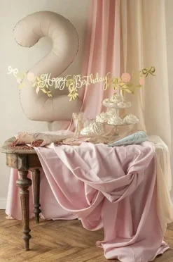 Girlande Banner Happy Birthday gold rosa 1,30m