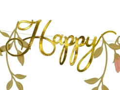 Girlande Banner Happy Birthday gold rosa 1,30m