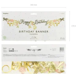Girlande Banner Happy Birthday gold rosa 1,30m
