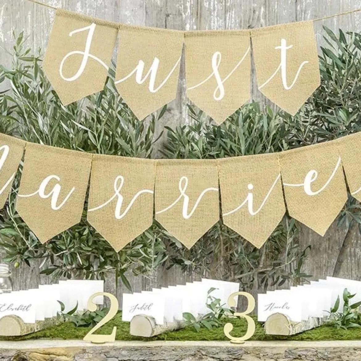 Girlande Banner Just Married Jute braun weiß L: 185cm
