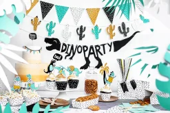 Girlande DIY Dinoparty Wimpel mehrfarbig 8 Anhänger Länge: 1,3m