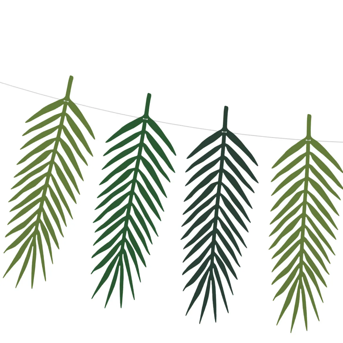 Girlande DIY Palmblätter grün 9 Anhänger Länge: 1,25m