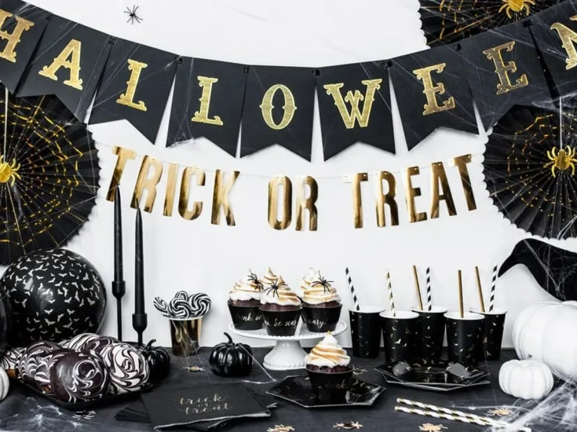 Girlande Halloween aus Papier schwarz gold 20x175cm