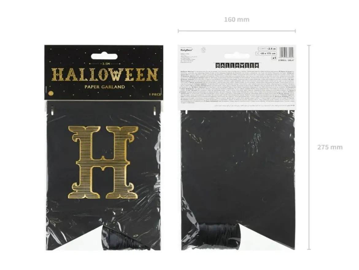 Girlande Halloween aus Papier schwarz gold 20x175cm