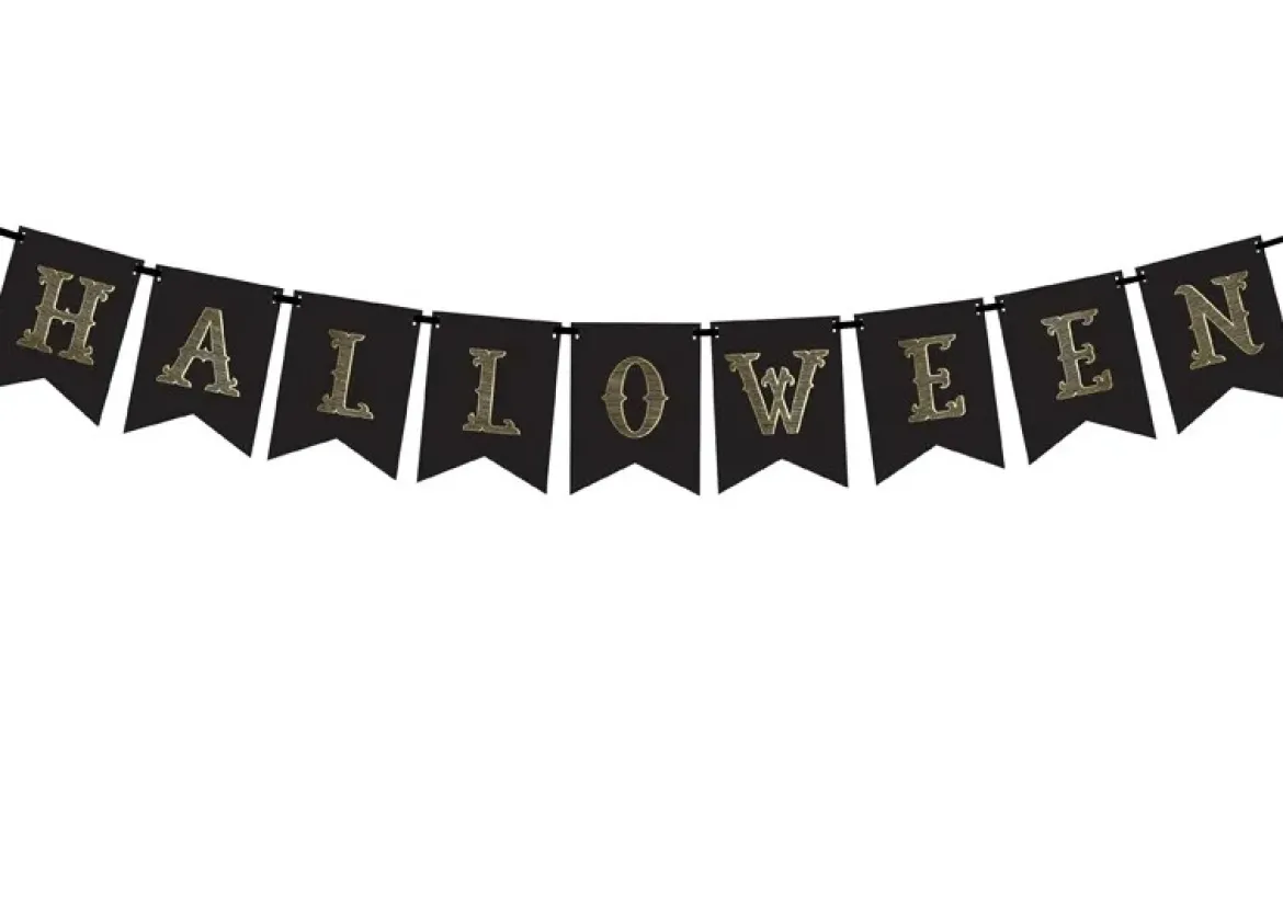 Girlande Halloween aus Papier schwarz gold 20x175cm