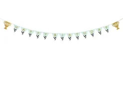 Girlande Happy Birthday Pokal Rennflagge mint gold schwarz weiß 2,5m