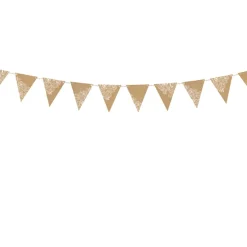 Girlande Wimpel mit Spitzendruck Craftpapier braun weiß L: 210cm