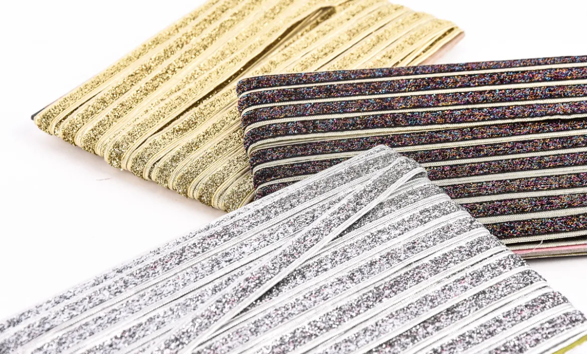 Glitzerband Zierband goldfarbig Glitzer Breite: 1,5cm