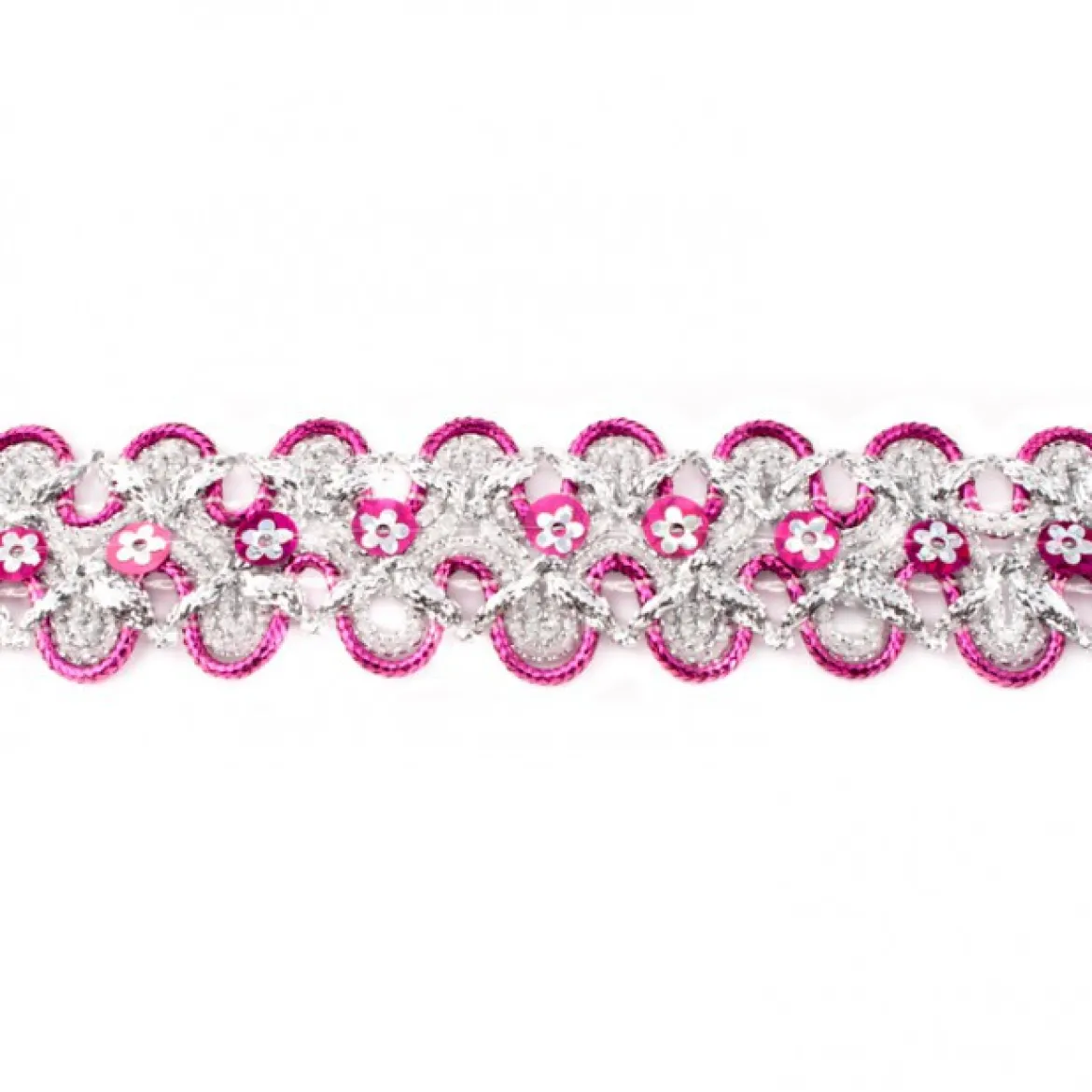 Glitzer Pailletten Band breit fuchsia Breite: 2,5cm