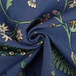 Gobelin Premium Dekostoff Peacock Garden Dream Pfau Blumenranken blau 1,4m Breite