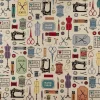Gobelin Premium Dekostoff Vintage Sewing Atelier Nähatelier beige bunt 1,4m Br