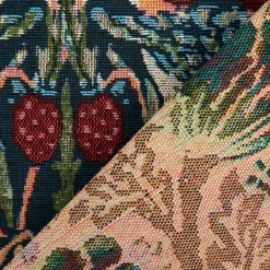 Gobelin Stoff Dekostoff Birds Vögel Blumen dunkelblau bunt 1,50m Breite