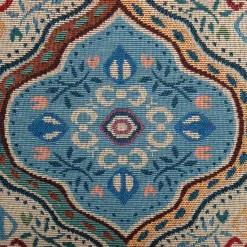 Gobelin Stoff Dekostoff Ornamente groß blau bunt 1,50m Breite