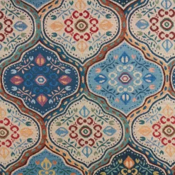 Gobelin Stoff Dekostoff Ornamente groß blau bunt 1,50m Breite