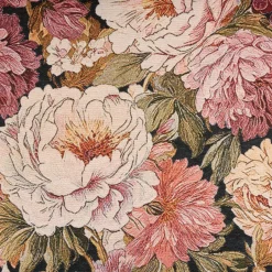 Gobelin Stoff Jacquard Dekostoff Pfingstrosenblüten dunkelblau rosa 1,50m Breite