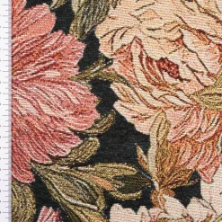 Gobelin Stoff Jacquard Dekostoff Pfingstrosenblüten dunkelblau rosa 1,50m Breite