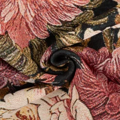 Gobelin Stoff Jacquard Dekostoff Pfingstrosenblüten dunkelblau rosa 1,50m Breite