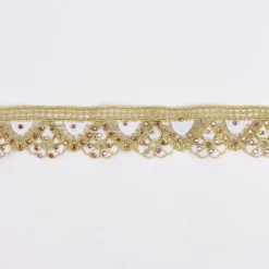 Goldband Glitzerband Strasssteinchen gold weiß Breite: 3,7cm