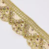 Goldband Glitzerband Strasssteinchen gold beige Breite: 3,7cm