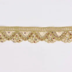 Goldband Glitzerband Strasssteinchen gold beige Breite: 3,7cm