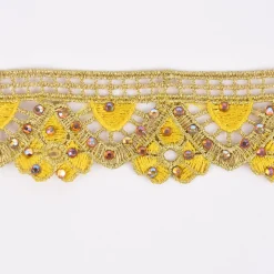 Goldband Glitzerband Strasssteinchen gold gelb Breite: 3,7cm