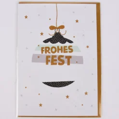 Grafik Werkstatt Doppelkarte Frohes Fest Kugel Glitzer gold 12x17cm