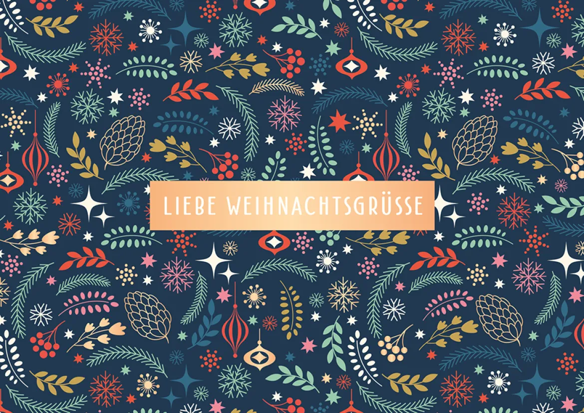 Grafik Werkstatt Doppelkarte Liebe Weihnachtsgrüße dunkelblau 12x17cm