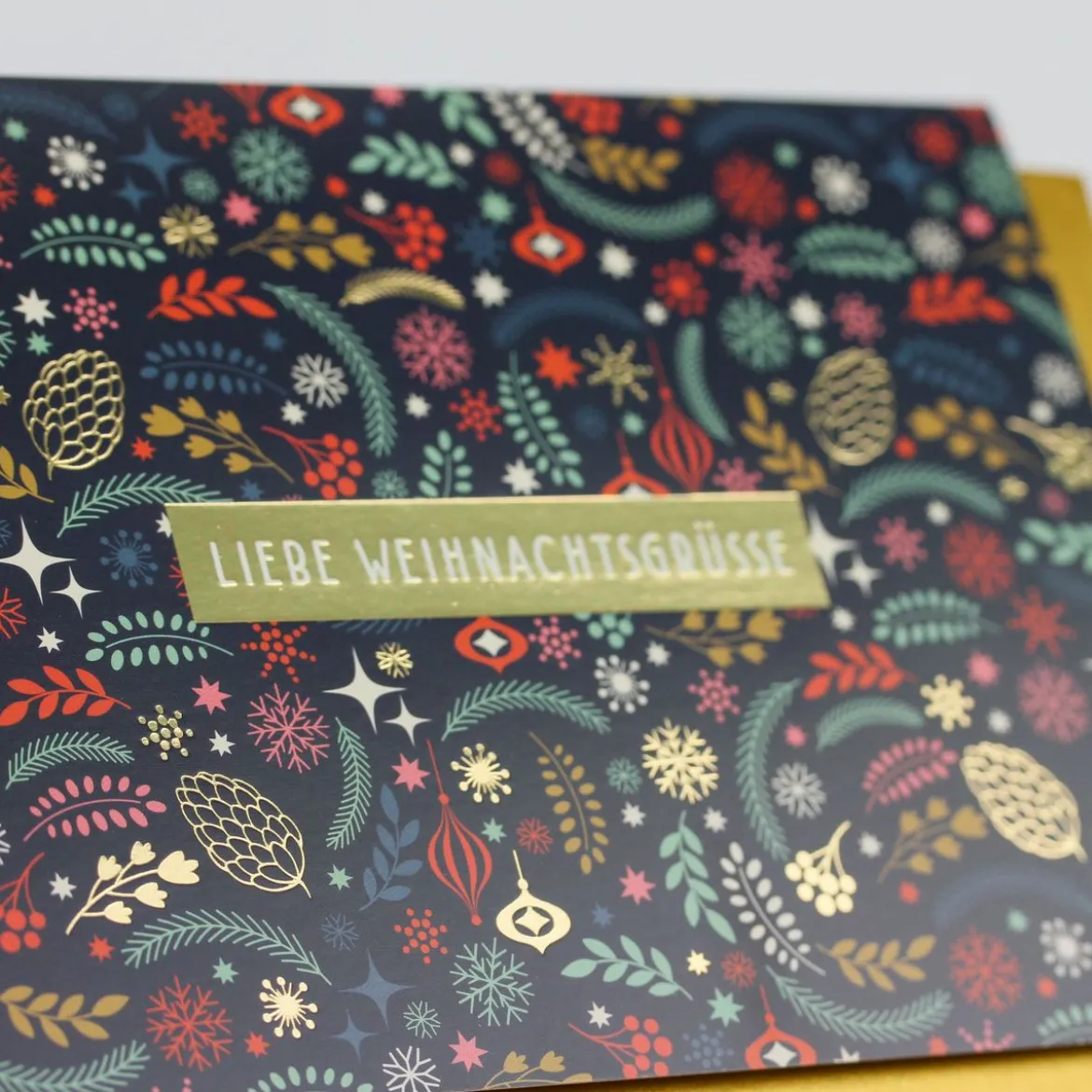 Grafik Werkstatt Doppelkarte Liebe Weihnachtsgrüße dunkelblau 12x17cm