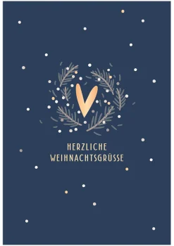 Grafik Werkstatt Doppelkarte Herzliche Weihnachtsgrüße blau goldfarbig 12x17cm