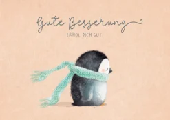 Grafik Werkstatt Doppelkarte Gute Besserung Erhol dich gut Pinguin 12x17cm