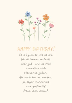 Grafik Werkstatt Doppelkarte HAPPY BIRTHDAY! Blumen 12x17cm