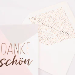 Grafik Werkstatt Doppelkarte Dankeschön geometrisch grau rosa weiß 12x17cm