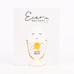 Grafik Werkstatt Eierbecher Guten Morgen! Küken weiß gelb goldfarbig 5x6cm