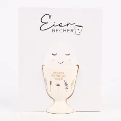 Grafik Werkstatt Eierbecher Genieße die kleinen Dinge! weiß goldfarbig 5x6cm