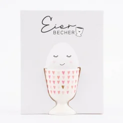 Grafik Werkstatt Eierbecher Herzen weiß rosa goldfarbig 5x6cm