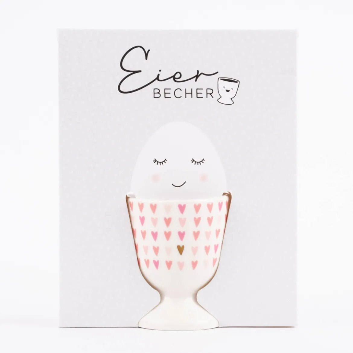 Grafik Werkstatt Eierbecher Herzen weiß rosa goldfarbig 5x6cm
