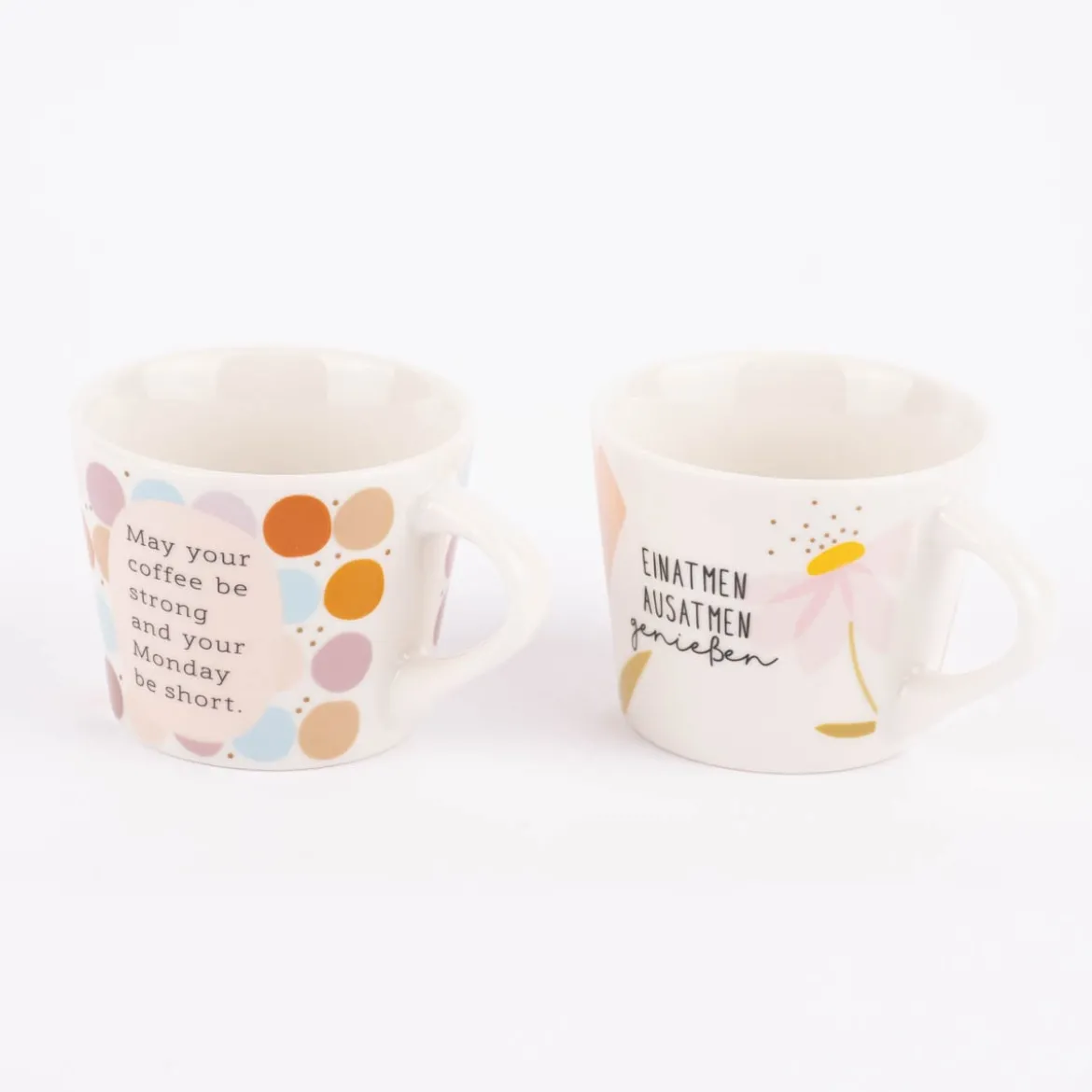 Grafik Werkstatt Espresso Tasse May your coffee be strong Punkte weiß bunt goldfarbig 50ml