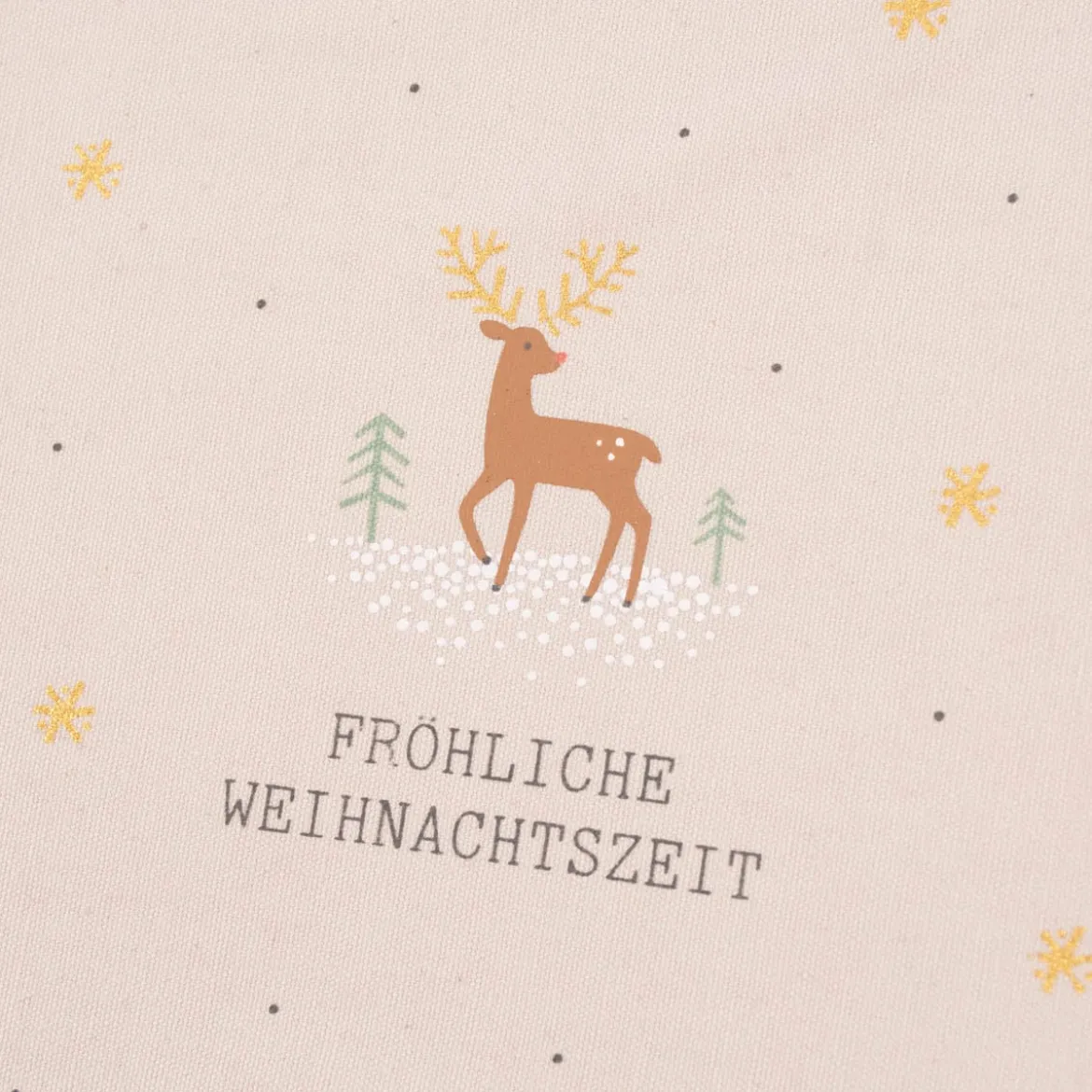 Grafik Werkstatt Geschenkbeutel aus Stoff Weihnachten Fröhliche Weihnachtszeit Hirsch beige 20x28cm