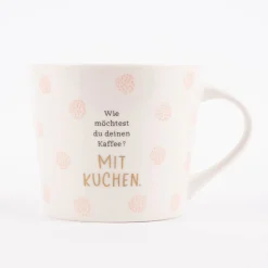 Grafik Werkstatt Goldtasse Mit Kuchen Punkte weiß rosa goldfarbig 420ml