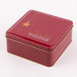 Grafik Werkstatt Keksdose Frohes Fest Stern dunkelrot goldfarbig 16x16x7cm