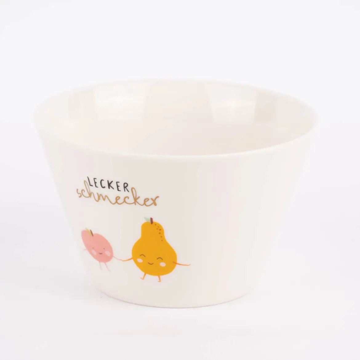 Grafik Werkstatt Müslischale Leckerschmecker Früchte weiß rosa gelb 14x9cm