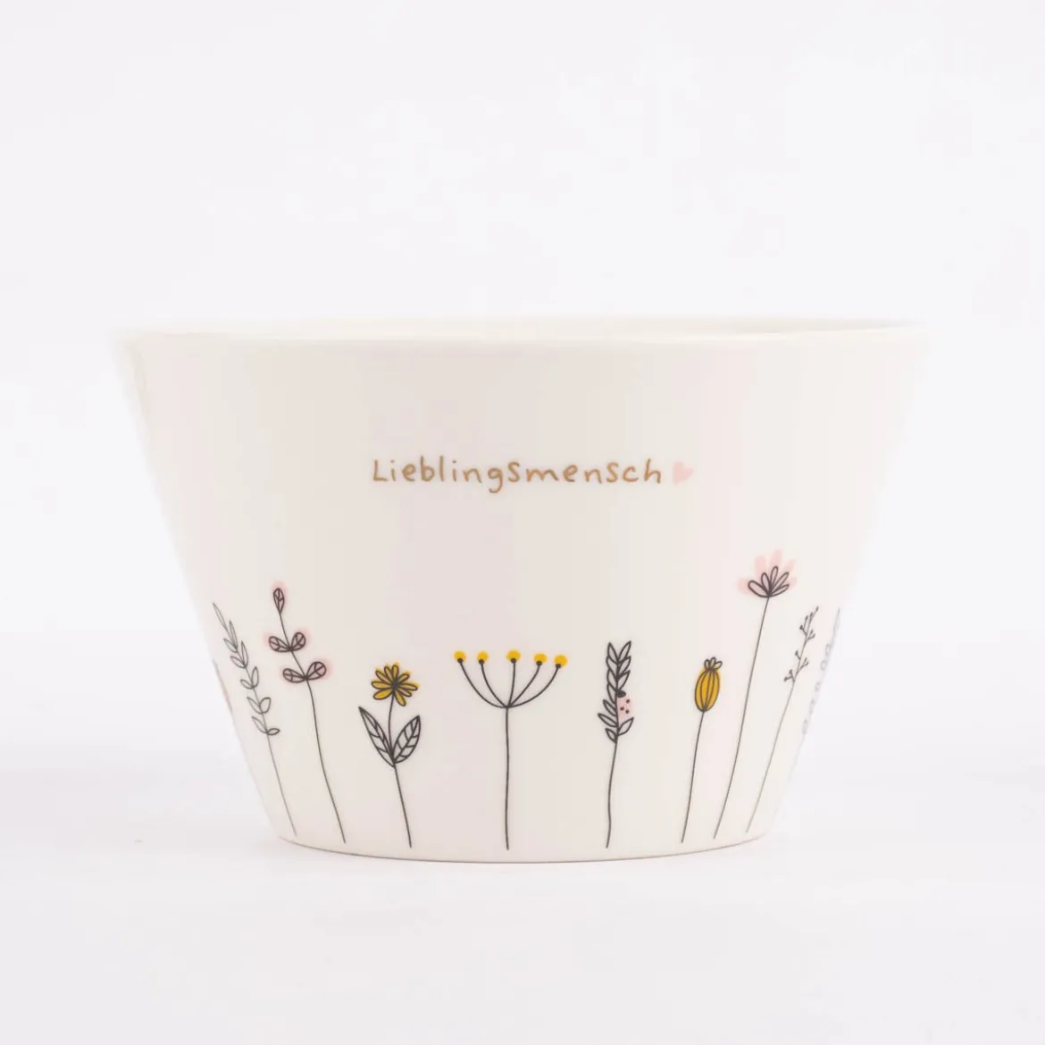 Grafik Werkstatt Müslischale Lieblingsmensch Blumen weiß schwarz 14x9cm