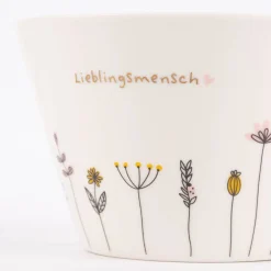 Grafik Werkstatt Müslischale Lieblingsmensch Blumen weiß schwarz 14x9cm