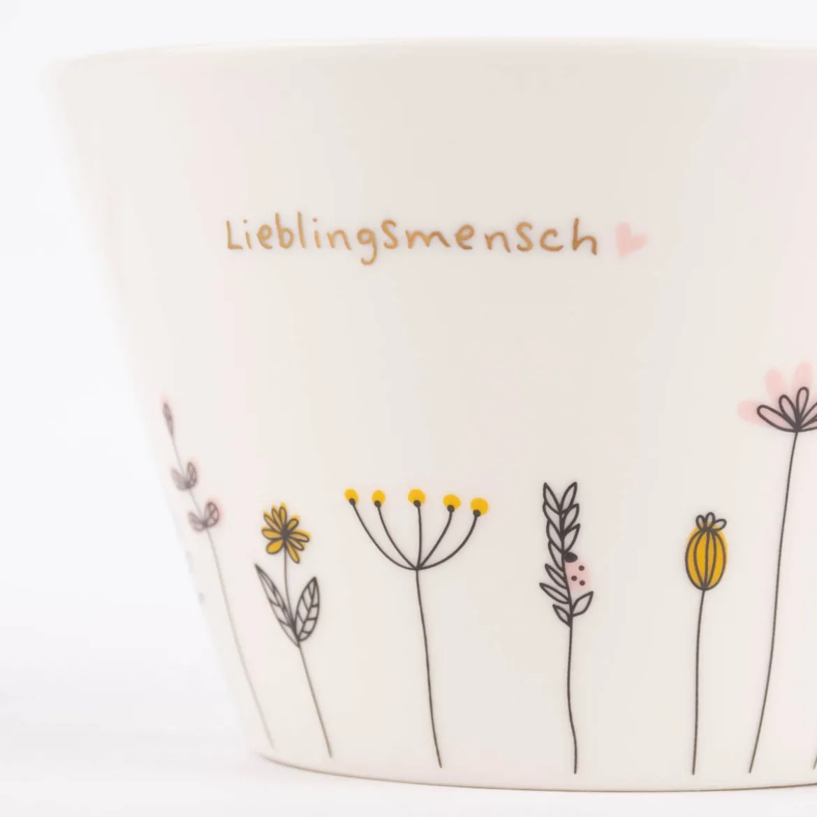 Grafik Werkstatt Müslischale Lieblingsmensch Blumen weiß schwarz 14x9cm