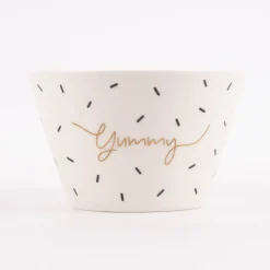 Grafik Werkstatt Müslischale Yummy Striche weiß schwarz goldfarbig 14x9cm