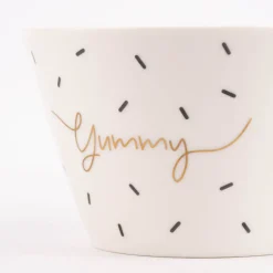 Grafik Werkstatt Müslischale Yummy Striche weiß schwarz goldfarbig 14x9cm