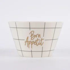 Grafik Werkstatt Müslischale Bon Appetit weiß goldfarbig 14x9cm