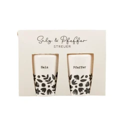 Grafik Werkstatt Salz- und Pfefferstreuer-Set 2tlg Blumen weiß schwarz 3x6cm