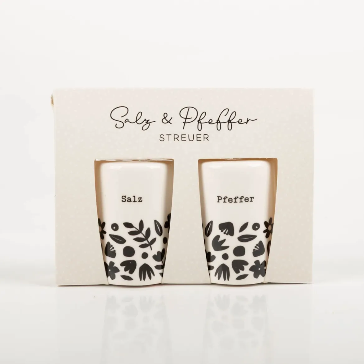 Grafik Werkstatt Salz- und Pfefferstreuer-Set 2tlg Blumen weiß schwarz 3x6cm